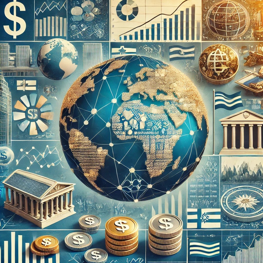 DALL·E 2024-09-02 17.08.50 - A detailed image illustrating the role of Sovereign Wealth Funds (SWF) in global finance. The image features symbols of global investments, such as wo